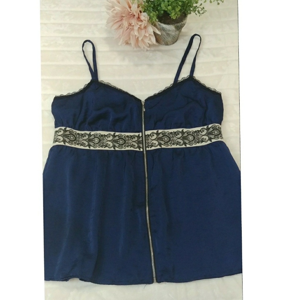 ➕ Xhilaration 💜 Navy Blue Silky Top